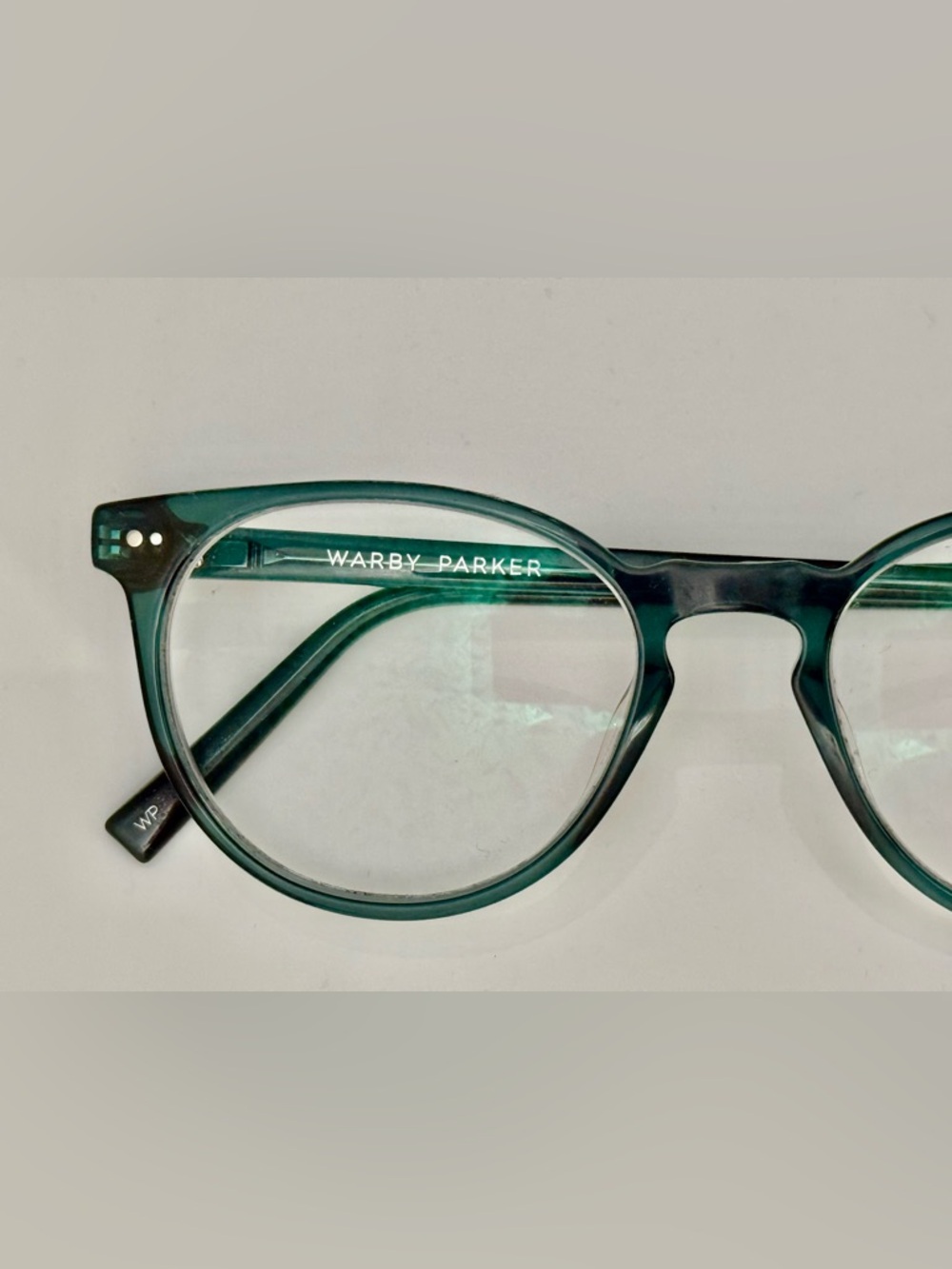 Warby Parker Teal Blakely wide 728 53 19-145 Round Acetate Glasses scripted - Picture 4 of 5
